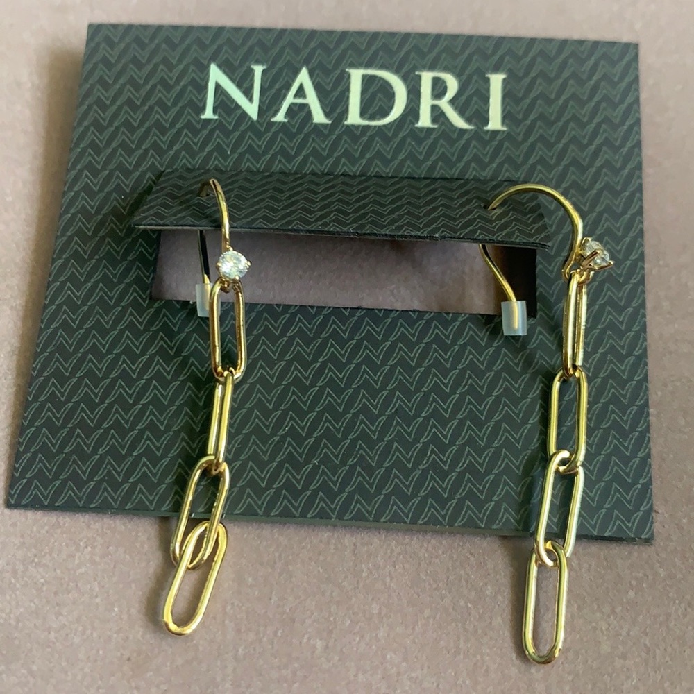 Nadri Lynx CZ Link Linear Earrings - Picture 5 of 5